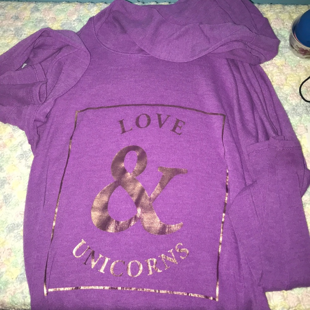A love & unicorns sweatshirt with hood